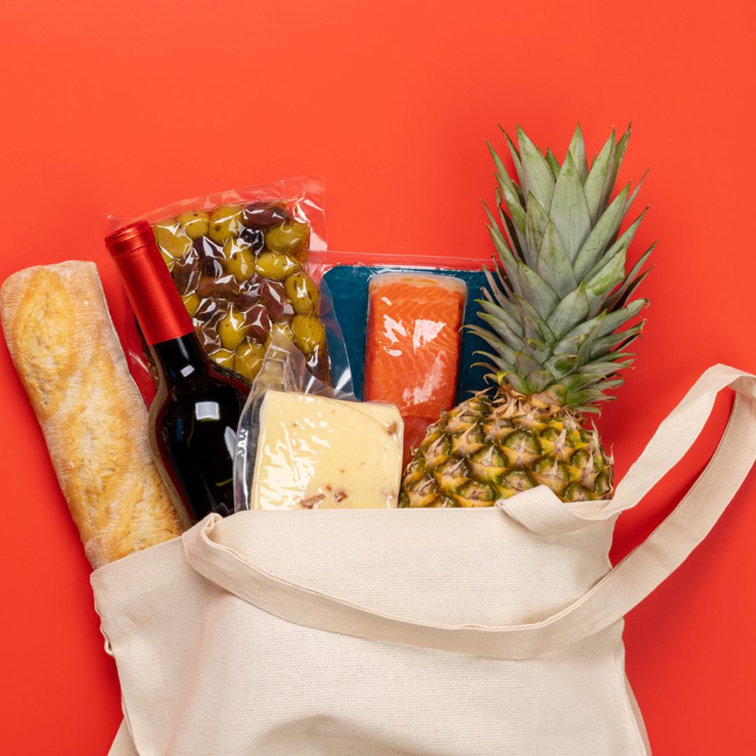 Shopping back with red background Iceland offers and deals